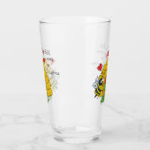 Cute Kerstbee Funny Holiday Cartoon Glas (Links)
