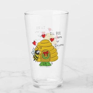 Cute Kerstbee Funny Holiday Cartoon Glas