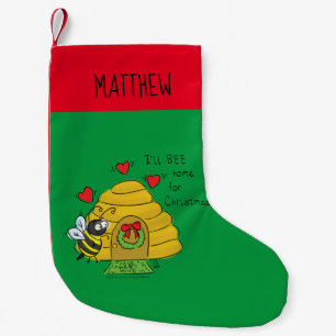 Cute Kerstbee Funny Holiday Cartoon Kleine Kerstsok
