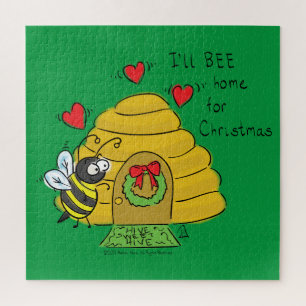 Cute Kerstbee Funny Holiday Cartoon Legpuzzel