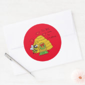 Cute Kerstbee Funny Holiday Cartoon Ronde Sticker (Envelop)