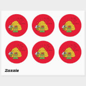 Cute Kerstbee Funny Holiday Cartoon Ronde Sticker (Vel)
