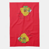 Cute Kerstbee Funny Holiday Cartoon Theedoek (Verticaal)