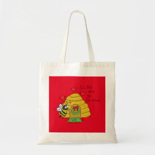 Cute Kerstbee Funny Holiday Cartoon Tote Bag