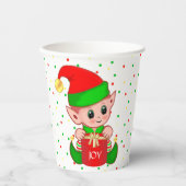 Cute-kerstbekertjes voor elf en Confetti papier Papieren Bekers (Voorkant)