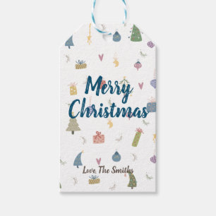 Cute kerstbomen Cadeaus Ornamenten Pattern Cadeaulabel