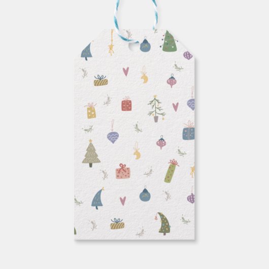 Cute kerstbomen Cadeaus Ornamenten Pattern Cadeaulabel (Achterkant)