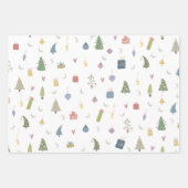 Cute kerstbomen Cadeaus Ornamenten Pattern Inpakpapier Vel (Voorkant 3)