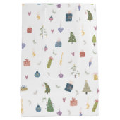 Cute kerstbomen Cadeaus Ornamenten Pattern Medium Cadeauzakje (Achterkant)