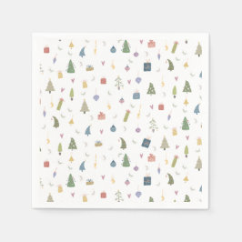 Cute kerstbomen Cadeaus Ornamenten Pattern Servet