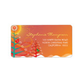 Cute kerstbomen Chicks Winter Holiday Adres Etiket (Voorkant)