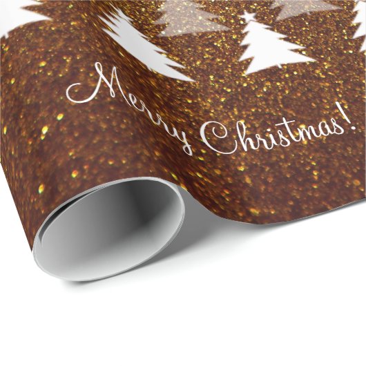 Cute kerstbomen Pattern |  bruin Cadeaupapier (Rol Hoek)