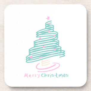 Cute Kerstboom Roze Groen Draaierig Bier Onderzetter