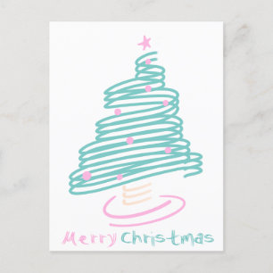 Cute Kerstboom Roze Groen Draaikolk Briefkaart