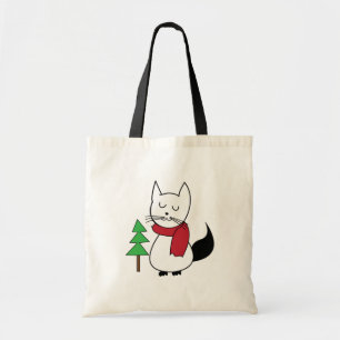 Cute kerstboomkat tote bag