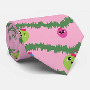 Cute Kerstboomornamenten Herhalend Patroon Stropdas