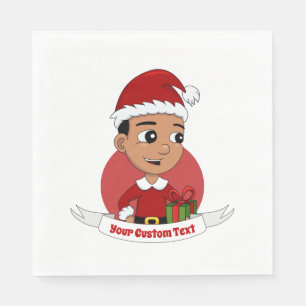 Cute Kerstboy cartoon Napkins Servet