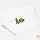 Cute kerstbuffalo vierkante sticker (Envelop)