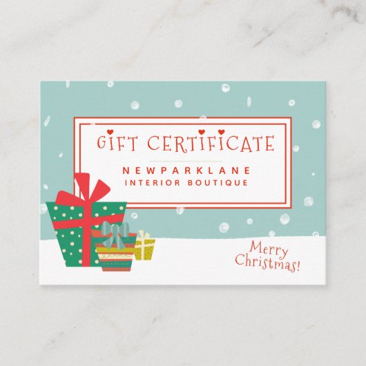 Cute kerstcadeaubon visitekaartje (Voorkant)