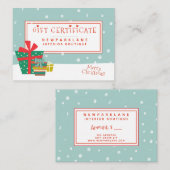 Cute kerstcadeaubon visitekaartje (Voorkant / Achterkant)