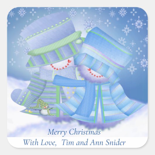 Cute kerstcadeaus vierkante sticker (Voorkant)