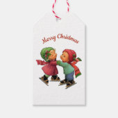 Cute kerstcadeaus voor ijsschaatsen Label Cadeaulabel (Voorkant)