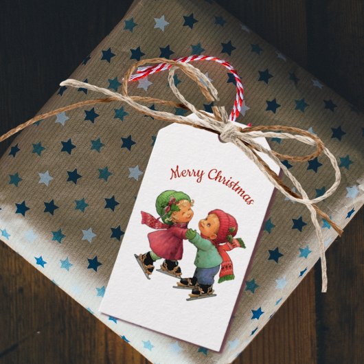 Cute kerstcadeaus voor ijsschaatsen Label Cadeaulabel