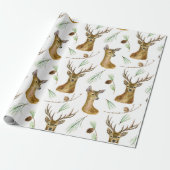 Cute Kerstdeer Pattern Cadeaupapier (Uitgerold)