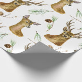 Cute Kerstdeer Pattern Cadeaupapier (Hoek)