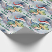 Cute Kerstdinosaur Cadeaupapier (Hoek)