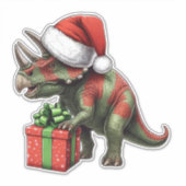 Cute Kerstdinosaur Sticker (Voorkant)