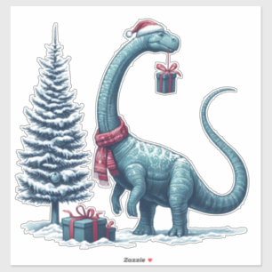 Cute Kerstdinosaur Sticker