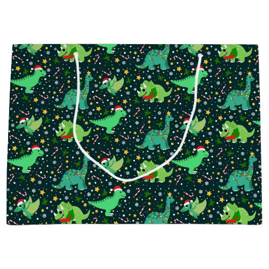 Cute Kerstdinosaurussen Groot Cadeauzakje (Voorkant)