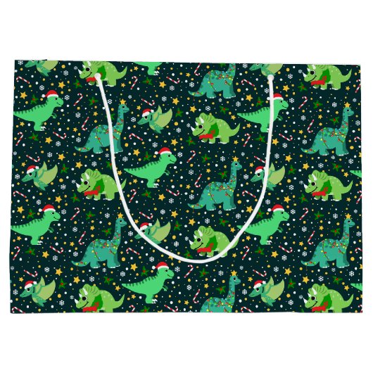 Cute Kerstdinosaurussen Groot Cadeauzakje (Achterkant)