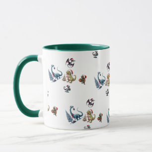 Cute Kerstdinosaurussen Mok
