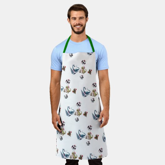 Cute Kerstdinosaurussen Schort (Gedragen)