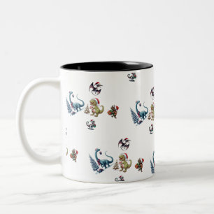 Cute Kerstdinosaurussen Tweekleurige Koffiemok