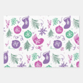 Cute Kerstdoodles Snowflakes Patroon Inpakpapier Vel (Voorkant 2)