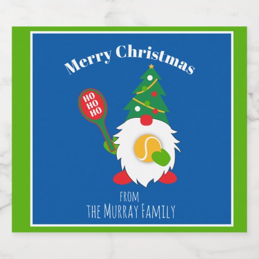 🎾 Cute Kerstdwarf met tennisbal Bier Etiket (Enkel label)