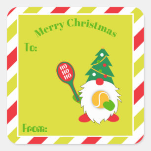 🎾 Cute Kerstdwarf met tennisbal Vierkante Sticker