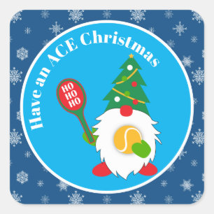 🎾 Cute Kerstdwarf met tennisbal Vierkante Sticker
