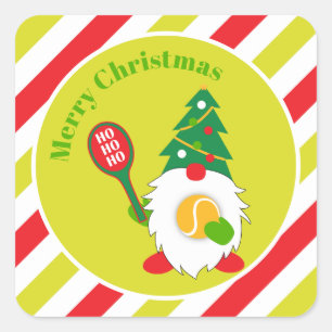 🎾 Cute Kerstdwarf met tennisbal Vierkante Sticker