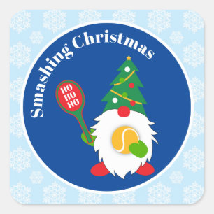 🎾 Cute Kerstdwarf met tennisbal Vierkante Sticker