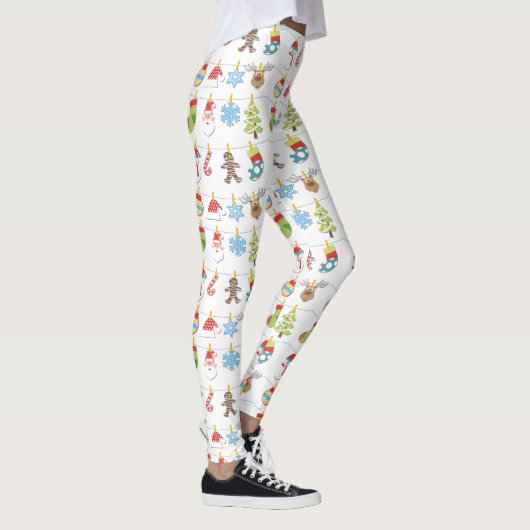 Cute Kerstelementen Pattern ID729 Leggings (Rechts)