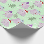 Cute Kerstelephants Pattern Cadeaupapier (Hoek)