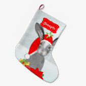 Cute Kerstfeestay Bunny Rabbit Editable Grote Kerstsok (Voorkant (Hangend))
