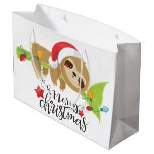 Cute Kerstfeestay Kawaii sloth Groot Cadeauzakje