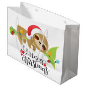 Cute Kerstfeestay Kawaii sloth Groot Cadeauzakje (Voorkant Gekanteld)
