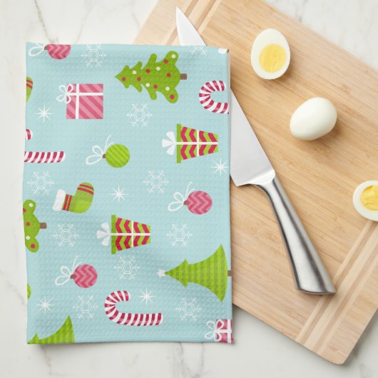 Cute Kerstfeestay Pattern Theedoek (Quarter Fold)
