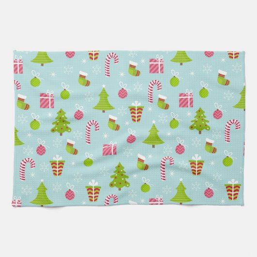 Cute Kerstfeestay Pattern Theedoek (Horizontaal)